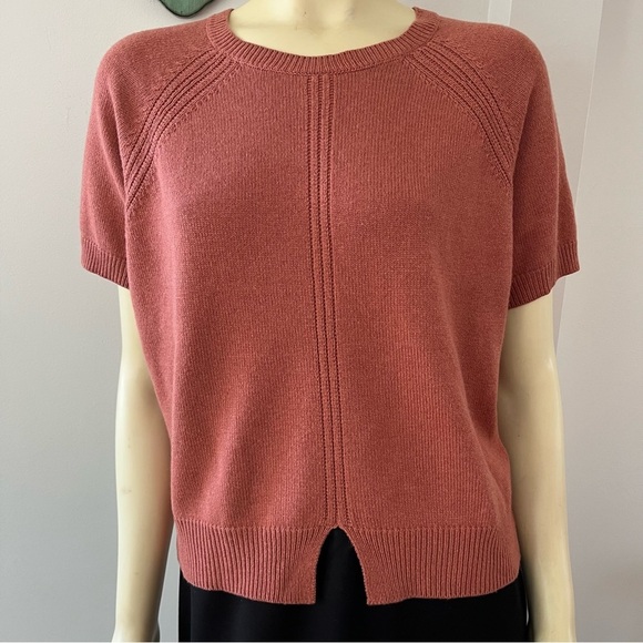 Peserico Tricot Women’s Short Sleeve Wool Silk Cashmere Sweater Blouse Top L - Picture 3 of 16